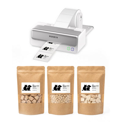 MUNBYN RealWriter 405B Bluetooth Drucker & Rechteck Etiketten Haustier Verpackung Profi Set