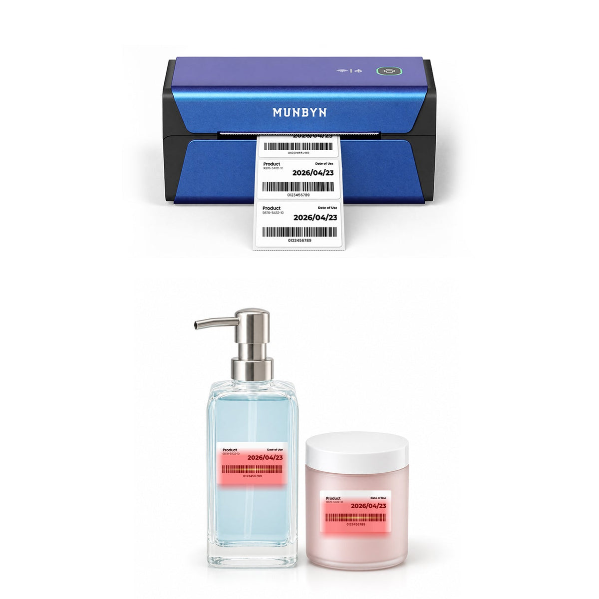 MUNBYN RealWriter 401AP 300DPI AirPrint Wireless Printer & Rectangular Labels Beauty Product Basic Set
