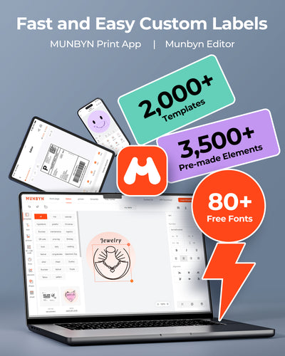 MUNBYN RW403B Bluetooth Thermodrucker für Versand- und Produktetiketten