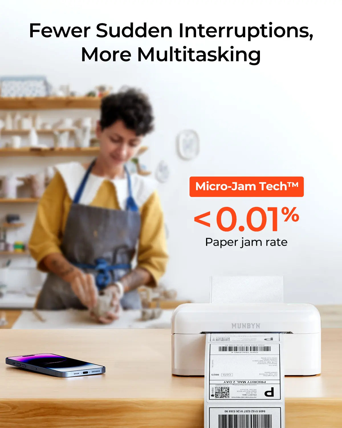 MUNBYN RW402B kit d'imprimante thermique Bluetooth pour étiquettes d'expédition quotidiennes
