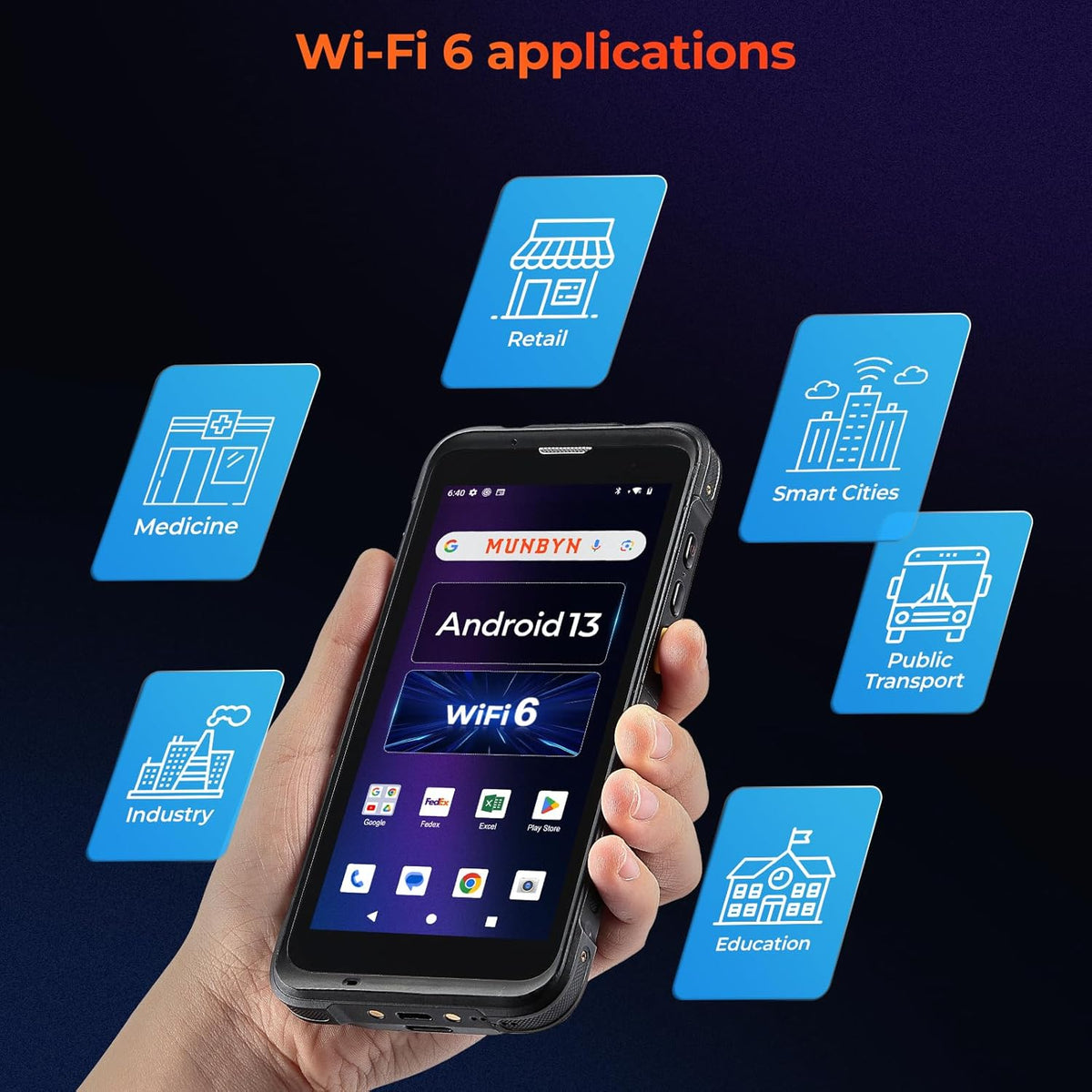 MUNBYN IPDA101P Android Barcode Scanner mit Pistolengriff