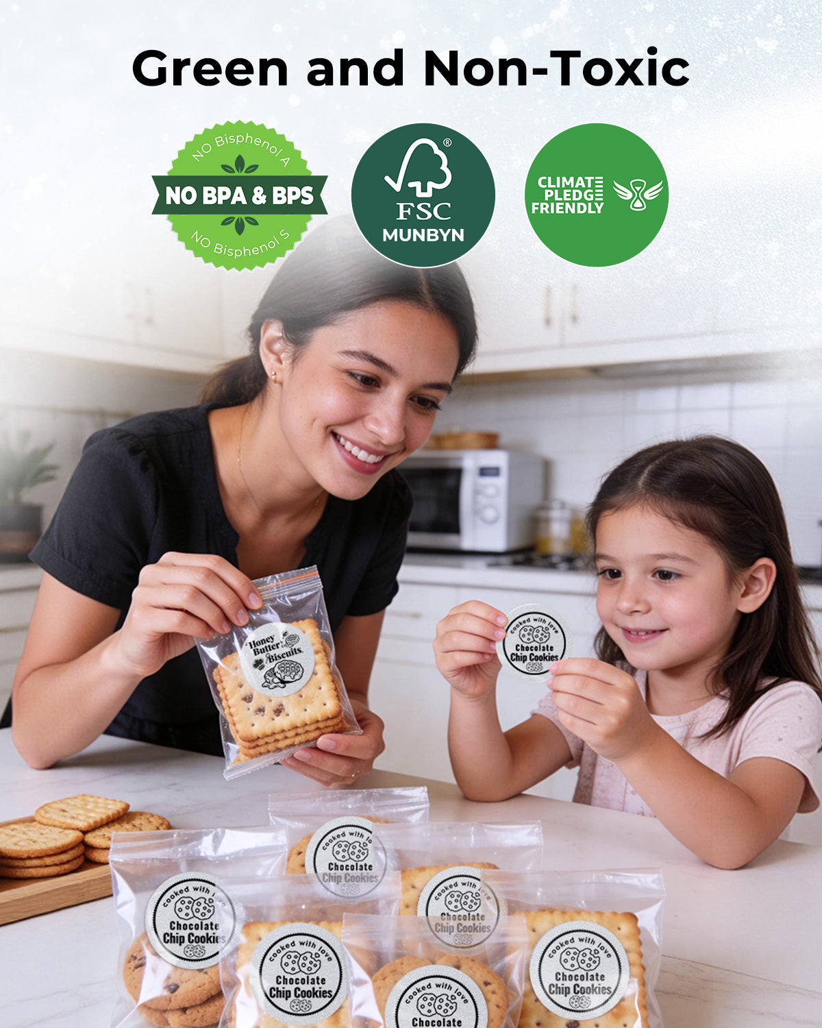 MUNBYN 2" Glitzer-Thermoetiketten Mischpackung für Branding-Aufkleber