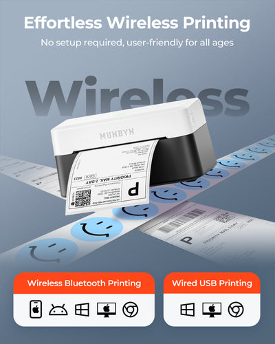 MUNBYN RW403B Bluetooth Thermodrucker für Versand- und Produktetiketten