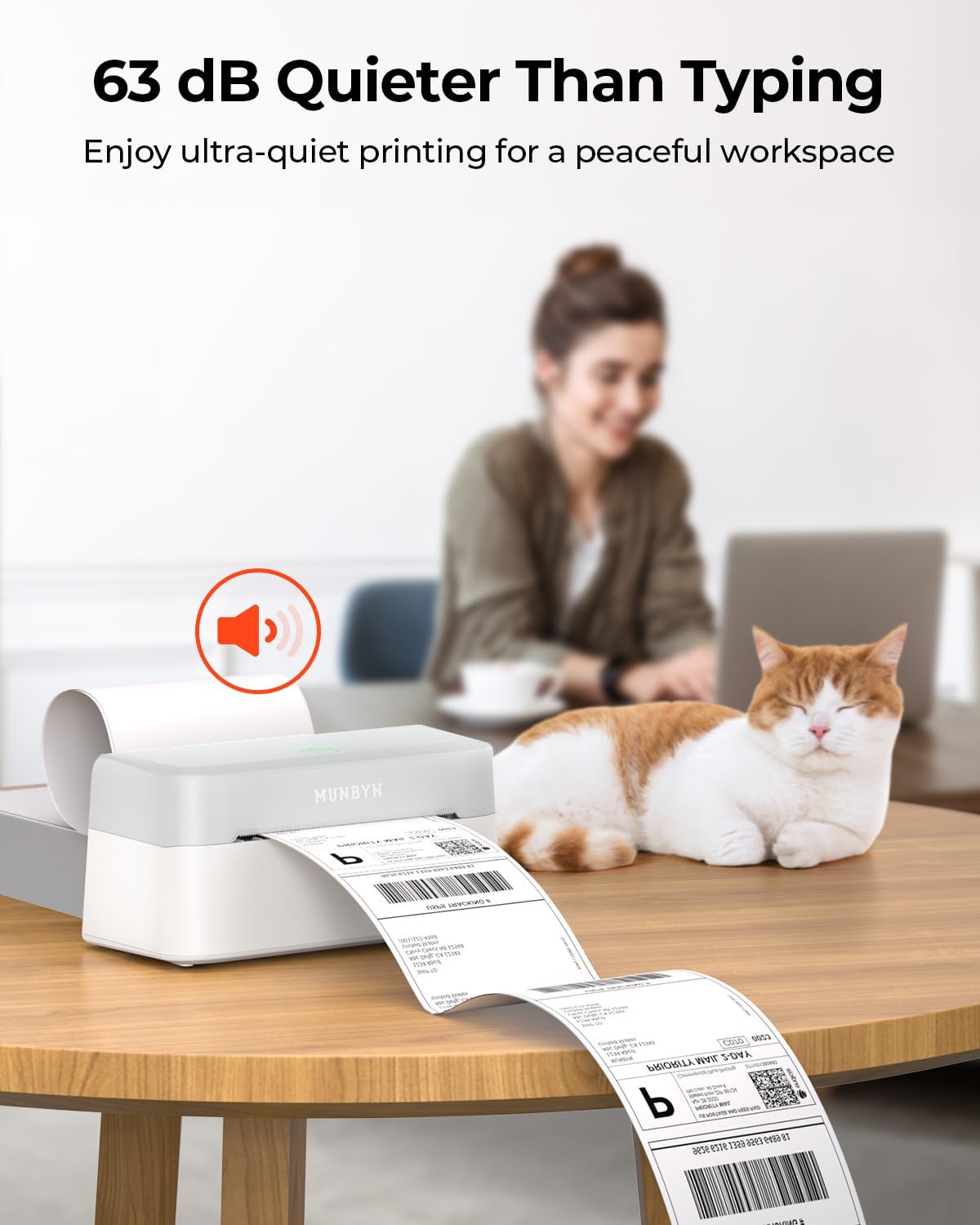 MUNBYN RW403B Bluetooth Thermodrucker für Versand- und Produktetiketten