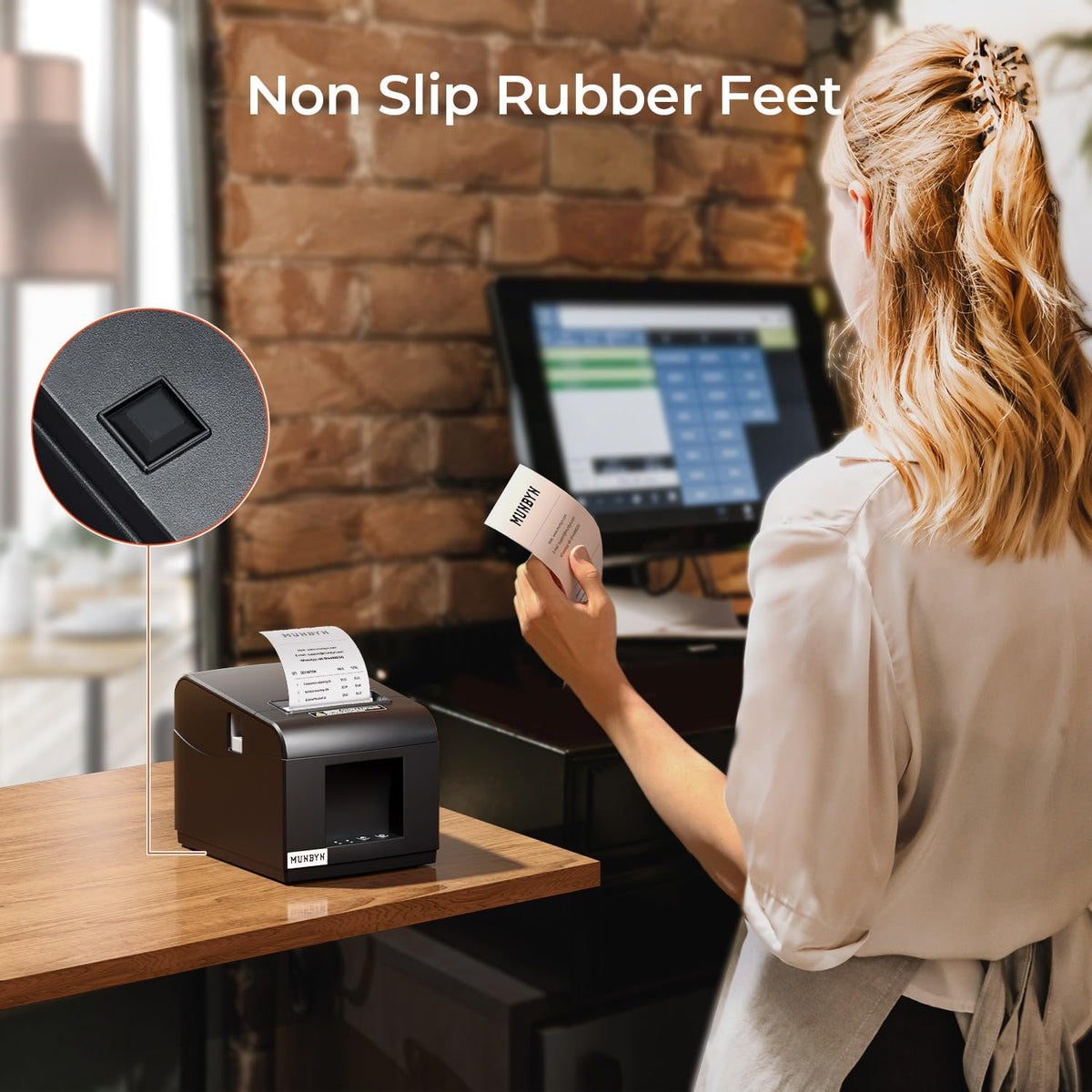 MUNBYN P072 80mm Receipt Printer with Auto Cutter for POS Systems