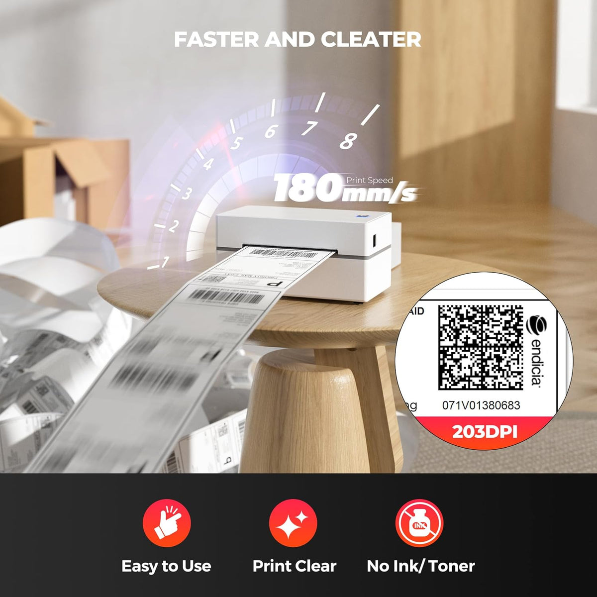 MUNBYN RW130B Bluetooth Thermodrucker für Versand und einfache Produktetiketten