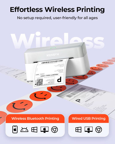 MUNBYN RW403B Bluetooth Thermodrucker Kit für Versand- und Produktetiketten