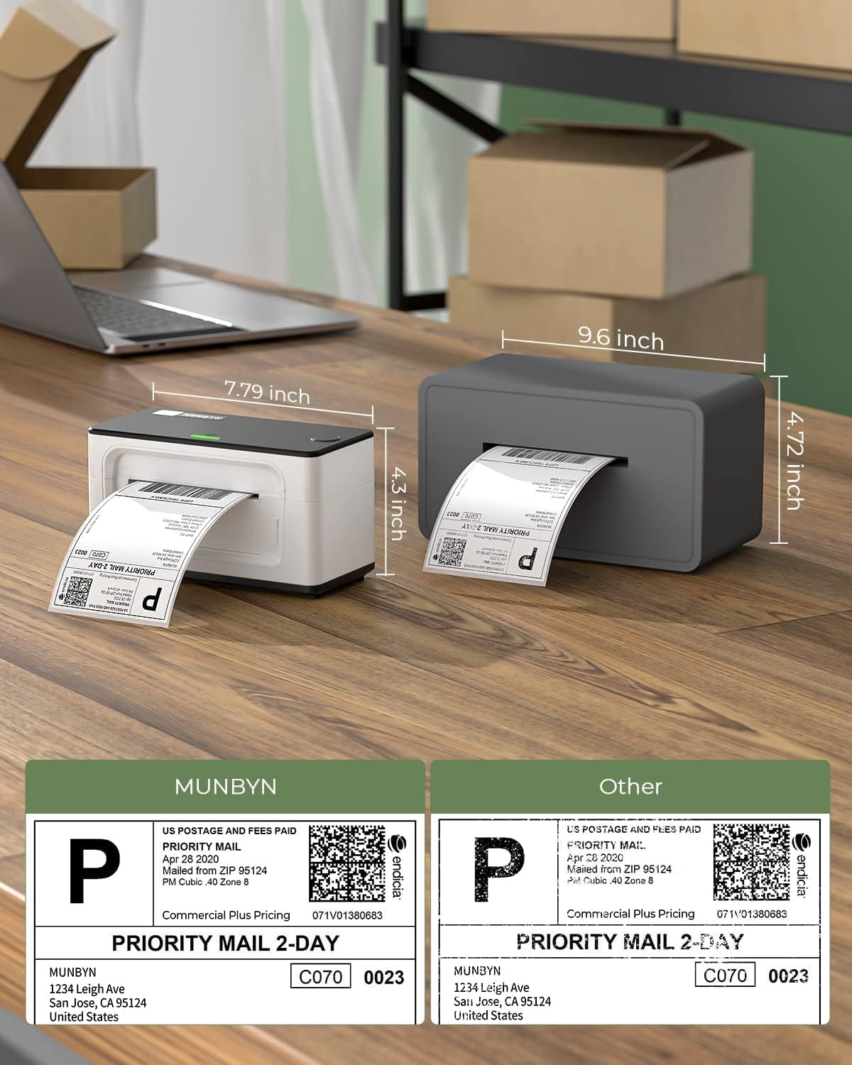 MUNBYN RealWriter 941BP 300DPI imprimante Bluetooth & etiquettes transparentes TikTok identification produit kit Ultra HD