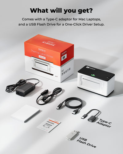 MUNBYN RW941BP 300DPI Bluetooth Thermal Label Printer for Product Labels and Branding