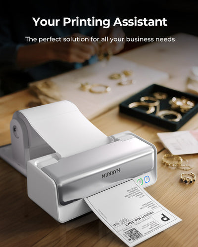 MUNBYN RealWriter 405B Bluetooth Drucker & Rechteck Etiketten Supplement Profi Set