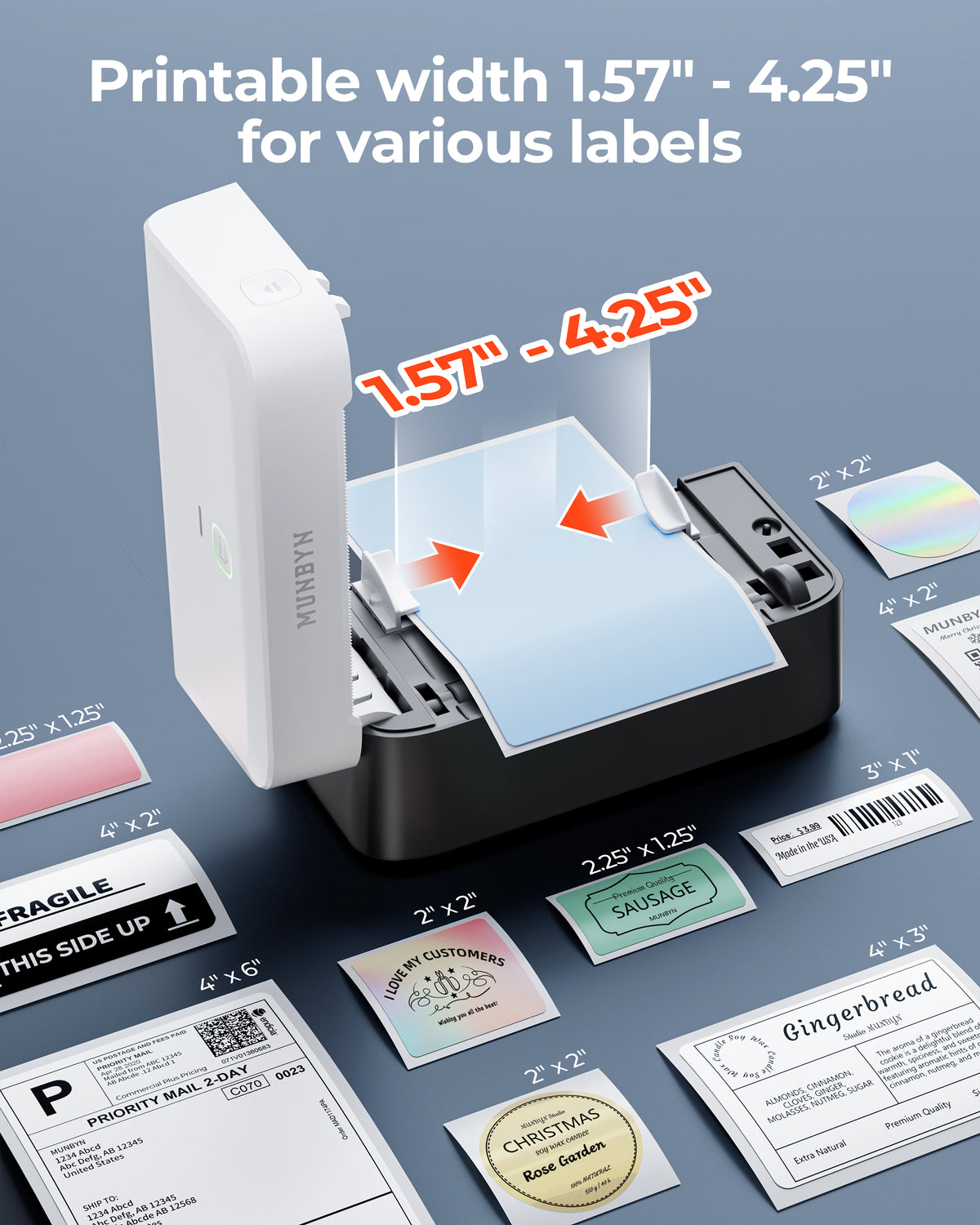 MUNBYN RW403B Bluetooth Thermal Label Printer Kit for Shipping and Product Labels