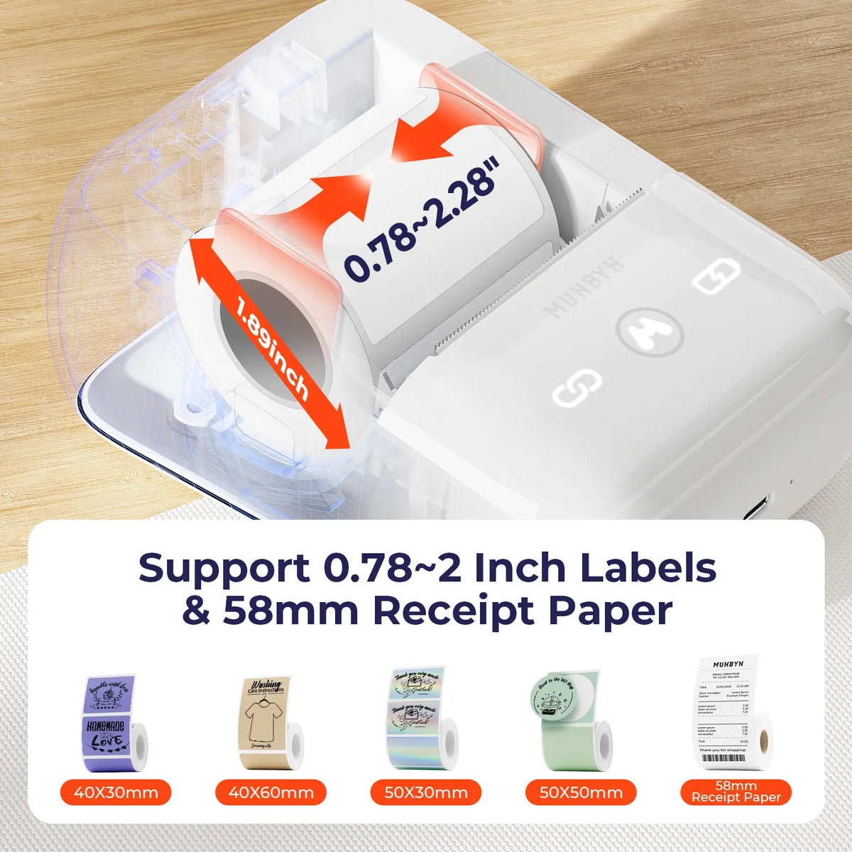 Munbyn FM226 Bluetooth tragbarer Thermodrucker