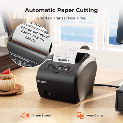 MUNBYN P047 80mm WiFi USB bonprinter voor POS-kassa's