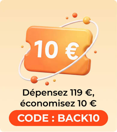 Commandez dès 119 € et économisez 10 €. Utilisez le code BACK10