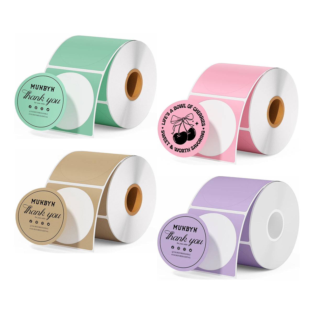 MUNBYN 2" runde Thermoetiketten Kit für Produkt, Logo und Mehrzweck-Aufkleber