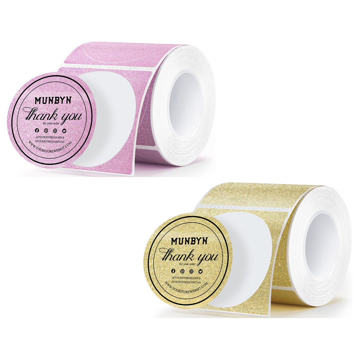 MUNBYN 2" Glitzer-Thermoetiketten Mischpackung für Branding-Aufkleber