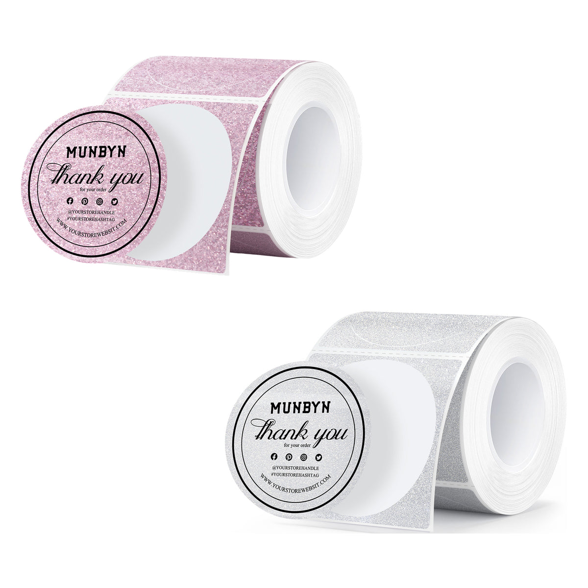 MUNBYN 2" Glitzer-Thermoetiketten Mischpackung für Branding-Aufkleber