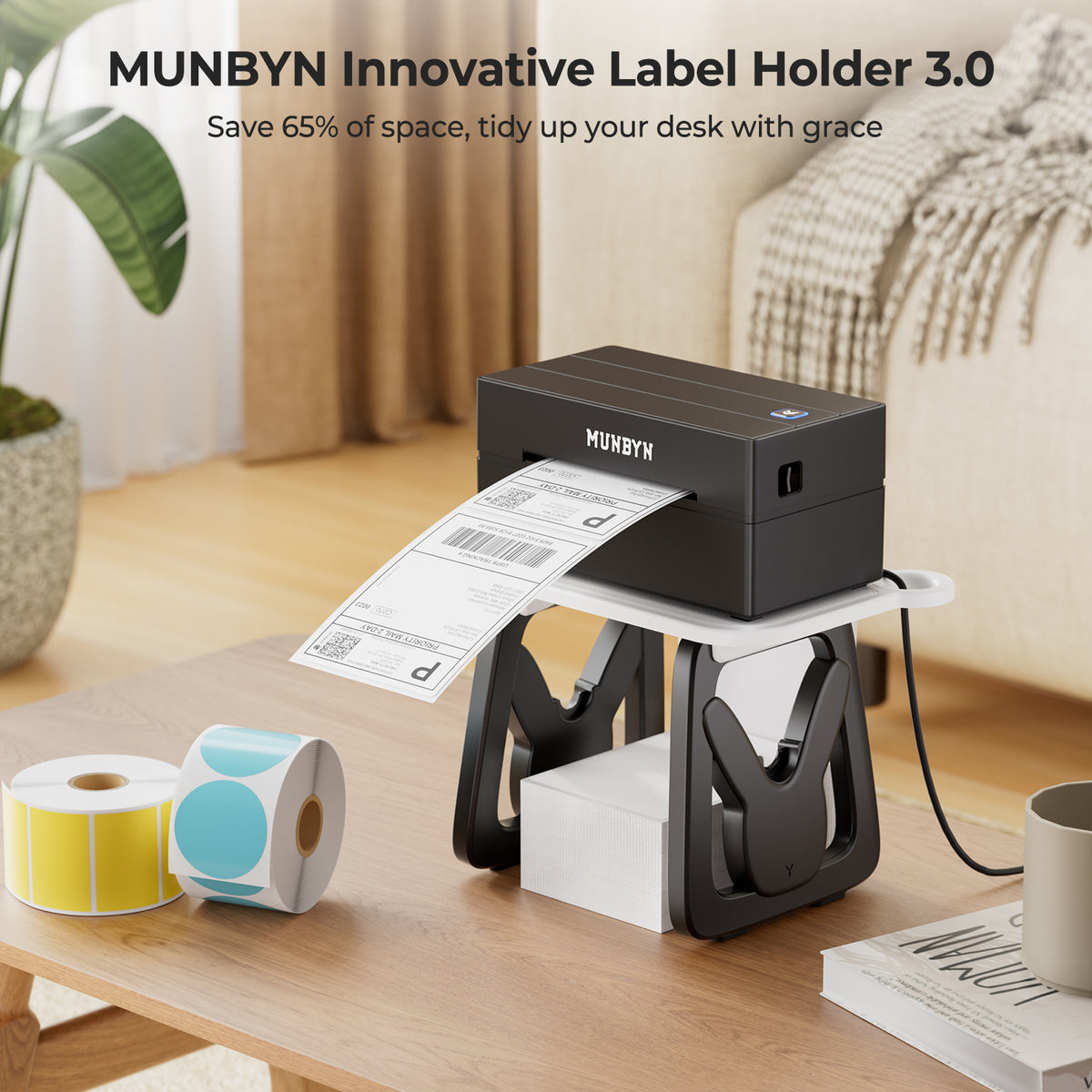 MUNBYN ILH02 3-in-1 Label Holder for Printers and Rolls