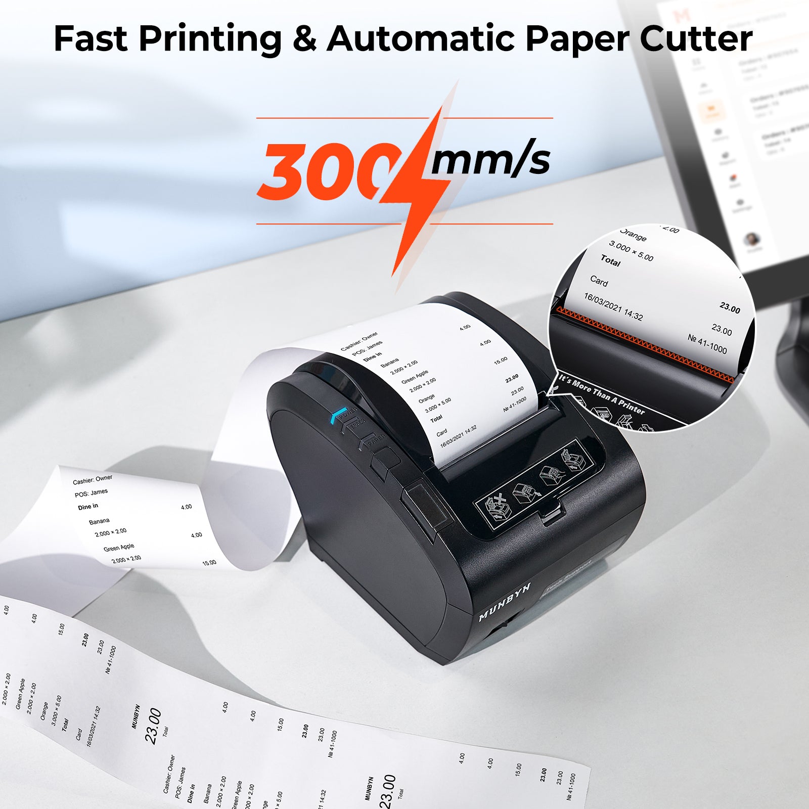 MUNBYN 047P-USEB Bluetooth Bondrucker mit MFi-Zertifizierung