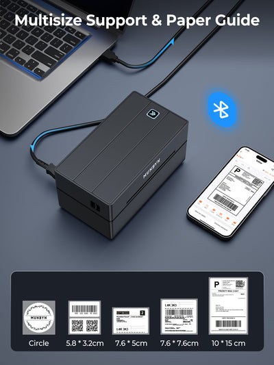 MUNBYN 130B Bluetooth Drucker & Klein Rechteck Etiketten Einzelhandel Produkt Inventar Set