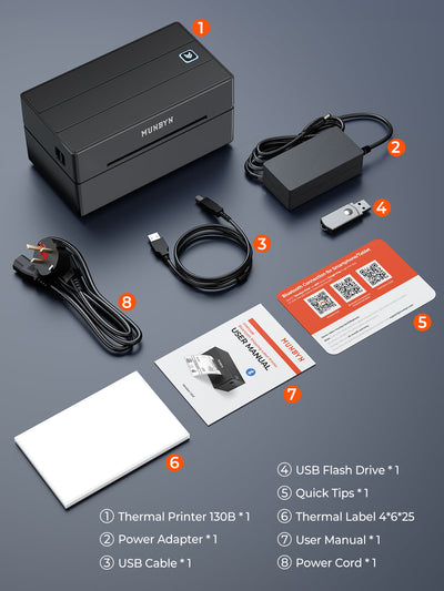 MUNBYN 130B Bluetooth Drucker & 4x2 Rechteck Etiketten Handgemacht Produkt Branding Set
