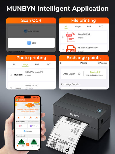 MUNBYN 130B Bluetooth Drucker & Klein Rechteck Etiketten Einzelhandel Produkt Inventar Set