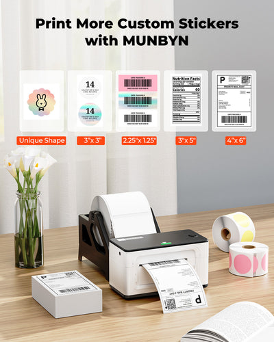 MUNBYN RealWriter 941BP Bluetooth Printer & Round Labels & 3-in-1 Holder Candle Set