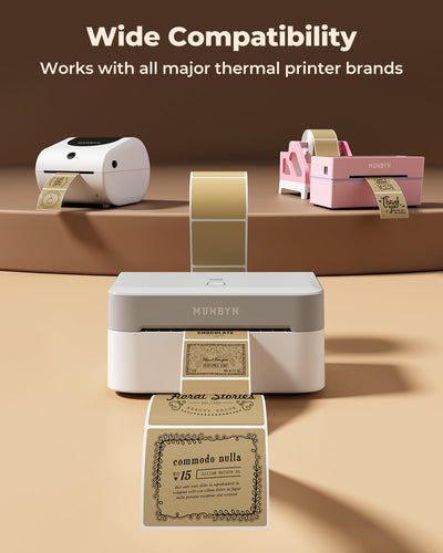 MUNBYN RealWriter 403B Bluetooth Drucker & 2x2 Quadrat Etiketten Kerze Verpackung Branding Set