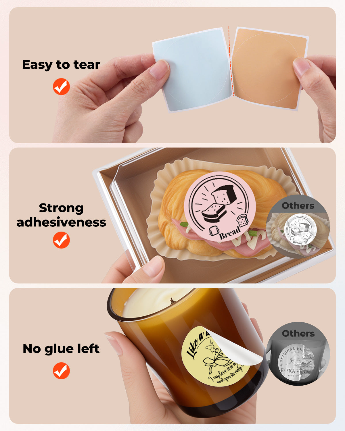 MUNBYN 2" Macaron Runde Thermoetiketten Mischpackung für Produkt- und Verpackungsaufkleber