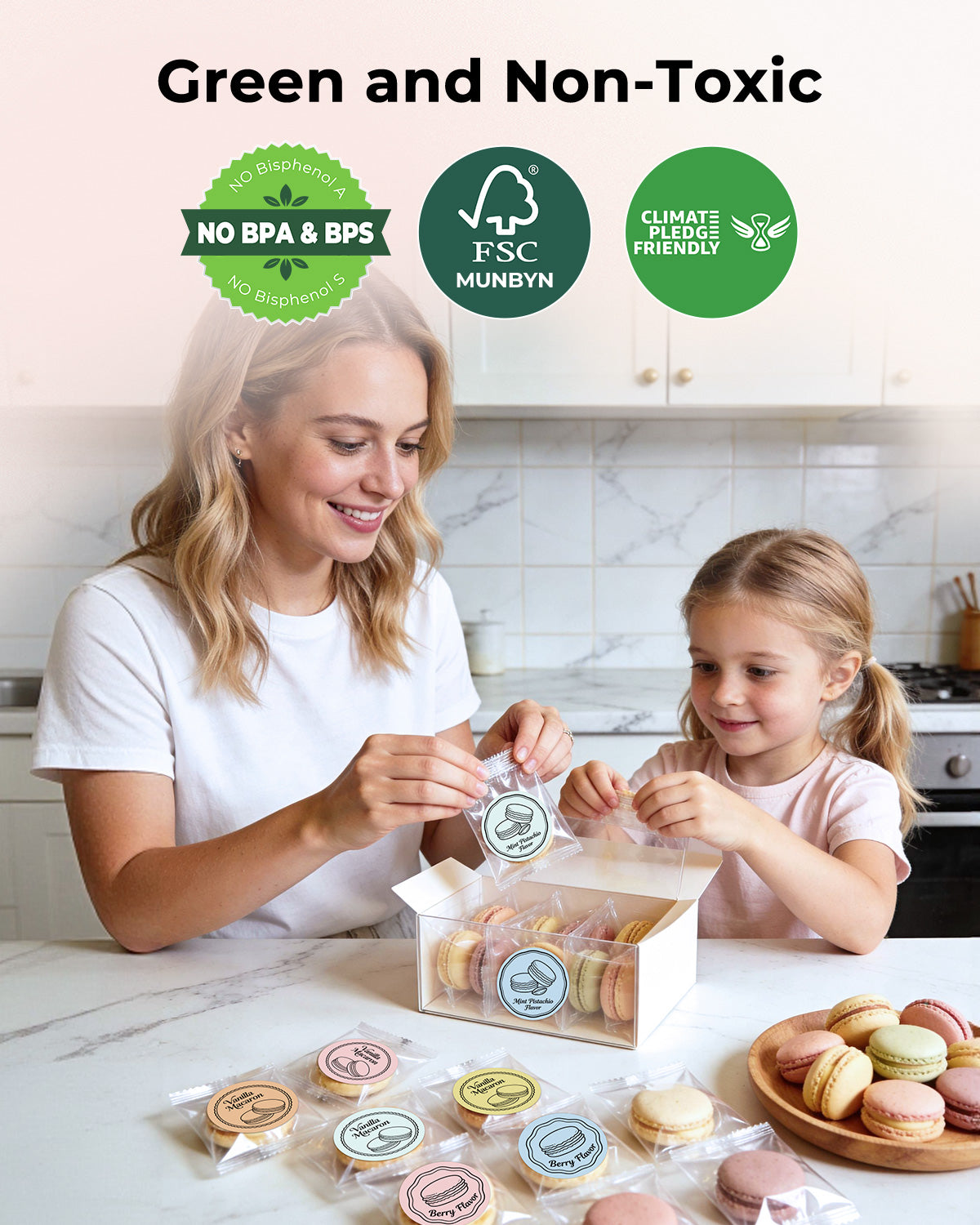 MUNBYN 2" Macaron Runde Thermoetiketten Mischpackung für Produkt- und Verpackungsaufkleber