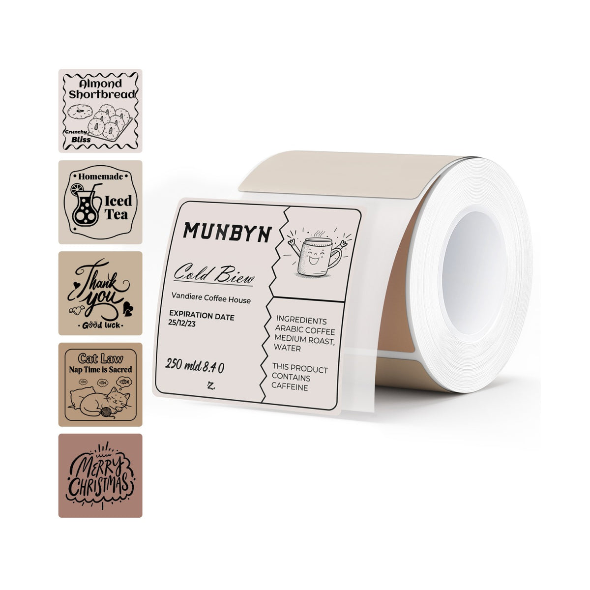 MUNBYN 2" Quadratetiketten Morandi Etiketten 5 Farben für Kerzen und Backwaren