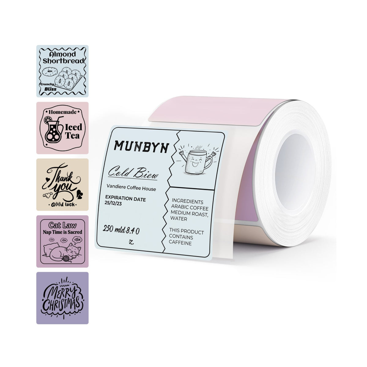 MUNBYN 2" Quadratetiketten Morandi Etiketten 5 Farben für Kerzen und Backwaren