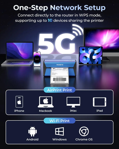 MUNBYN RW401AP 300DPI AirPrint Thermodrucker für hochwertige Produktetiketten