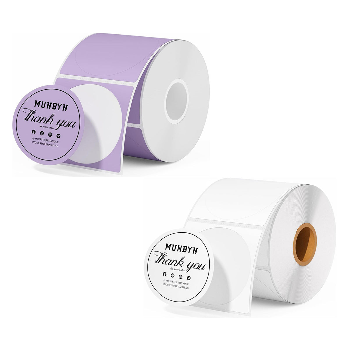 MUNBYN 2" runde Thermoetiketten Mischpackung für Produkt, Logo und Mehrzweck-Aufkleber